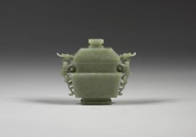 图片[2]-Jade square incense burner with animal-mask pattern, Qing dynasty (1644-1911)-China Archive